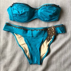 La Perla Turquoise w/ Bronze Trim 2-pc Swimsuit